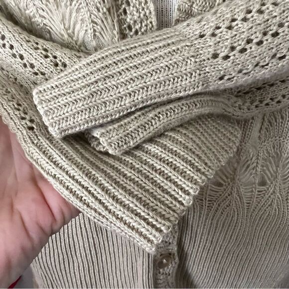 CB Design Vintage tan three quarter sleeve knot button down cardigan size XL - Picture 5 of 6